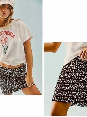 NWT Free People Women's IRL Ditsy-Print Pull-On Skirt Size 4 daisies